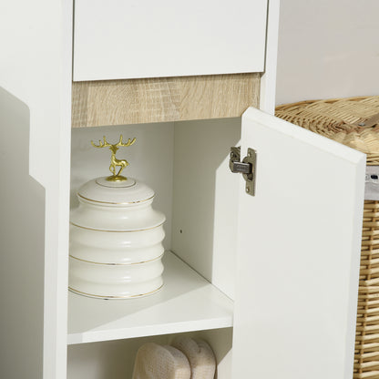 Bathroom Cabinet with Drawer and Cabinet with Adjustable Shelf, Multi-Purpose Wooden Bathroom Cabinet, 30x33x88cm, White