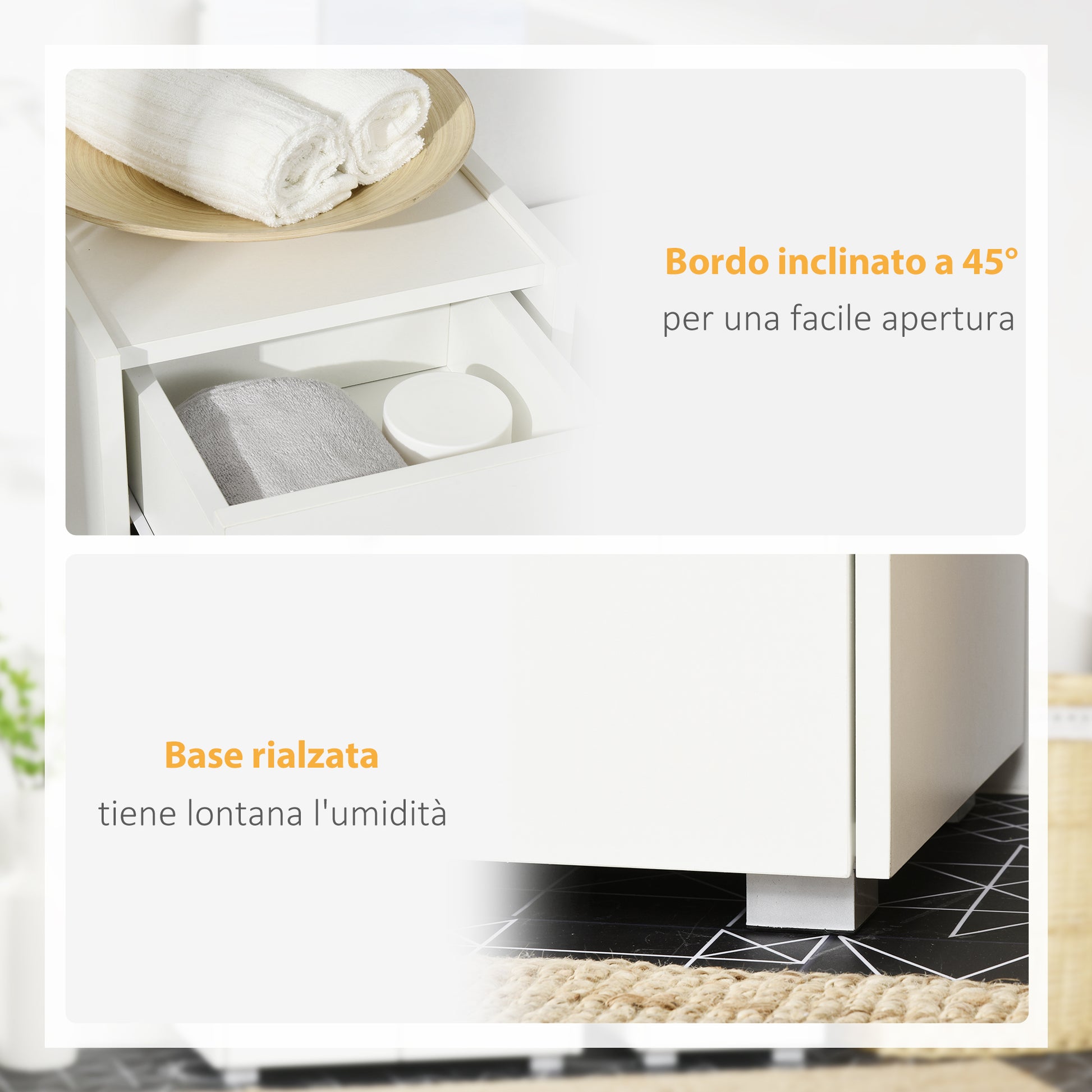 Bathroom Cabinet with Drawer and Cabinet with Adjustable Shelf, Multi-Purpose Wooden Bathroom Cabinet, 30x33x88cm, White