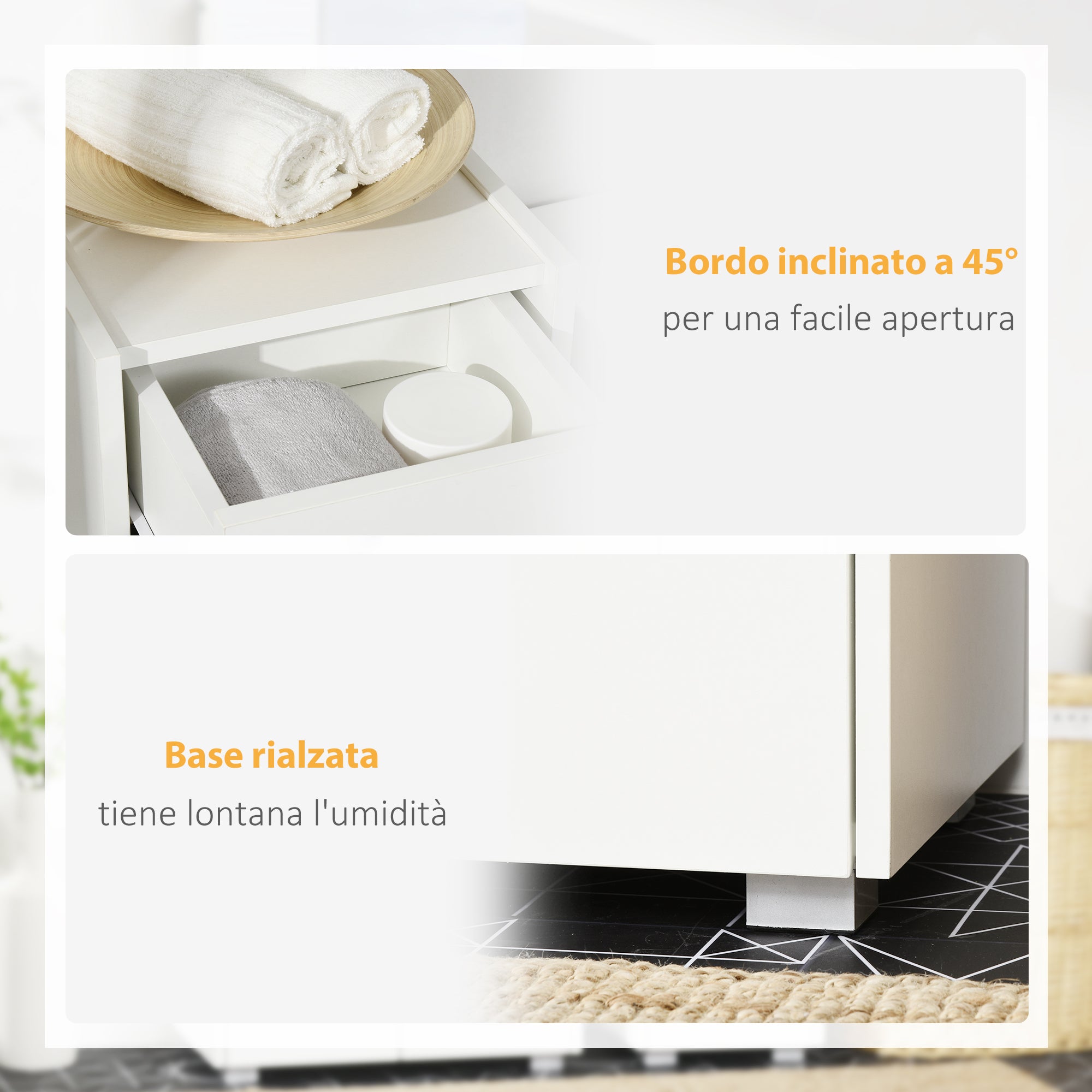 Bathroom Cabinet with Drawer and Cabinet with Adjustable Shelf, Multi-Purpose Wooden Bathroom Cabinet, 30x33x88cm, White