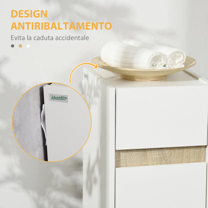 Bathroom Cabinet with Drawer and Cabinet with Adjustable Shelf, Multi-Purpose Wooden Bathroom Cabinet, 30x33x88cm, White