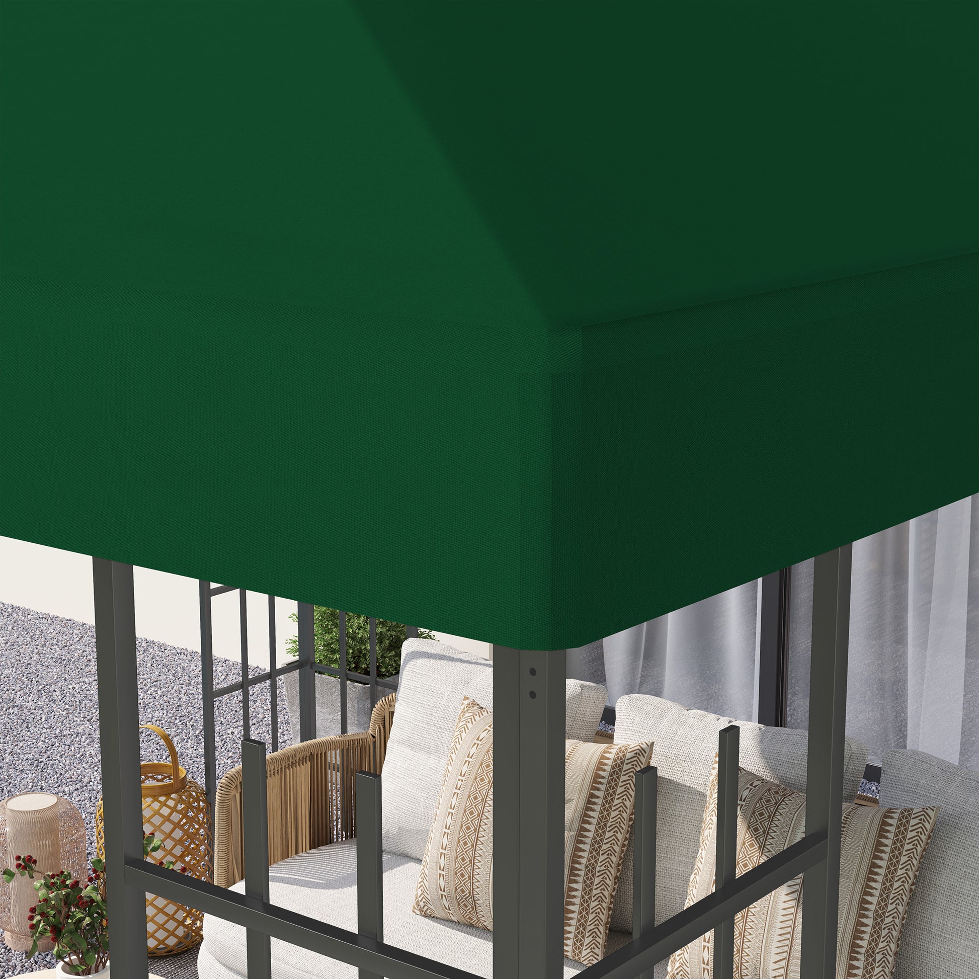 Replacement Canopy Cover for 3x3m Garden Gazebo, Water Resistant Oxford Fabric 600D 370g/㎡ Anti-UV 30+ with 8 Drainage Holes, Green