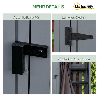 Wooden Garden Cabinet, Weatherproof Tool Shed 129x51.5x180cm, Equipment House with Door, Gable Roof, Tool Cabinet with Shelves, Garden House Tool Cabinet Garden Shed for Garden, Terrace, Gray