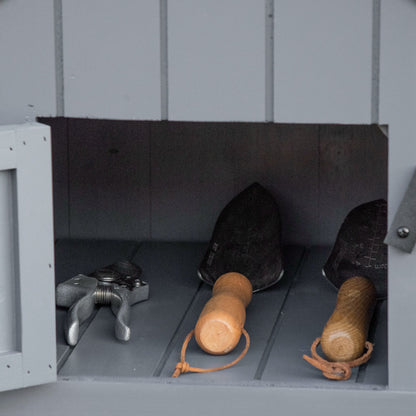 Wooden Garden Cabinet, Weatherproof Tool Shed 129x51.5x180cm, Equipment House with Door, Gable Roof, Tool Cabinet with Shelves, Garden House Tool Cabinet Garden Shed for Garden, Terrace, Gray