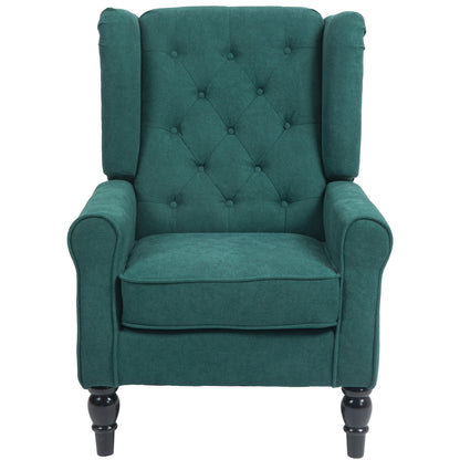 Living Room Armchair, Tufted Armchair with Wooden Legs, Wide Seat, Great Comfort, Classic Style, 74 x 86 x 102 cm, Green
