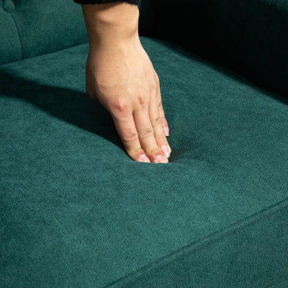 Living Room Armchair, Tufted Armchair with Wooden Legs, Wide Seat, Great Comfort, Classic Style, 74 x 86 x 102 cm, Green