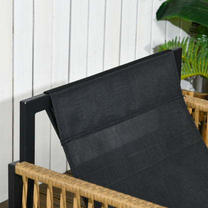 4-Piece Rattan Garden Furniture Set, Seating Group with Cushions, Patio Set with 1 Glass Coffee Table, 2 armchairs, 1 double sofa, Seating Set for Garden, Patio, Steel, Brown