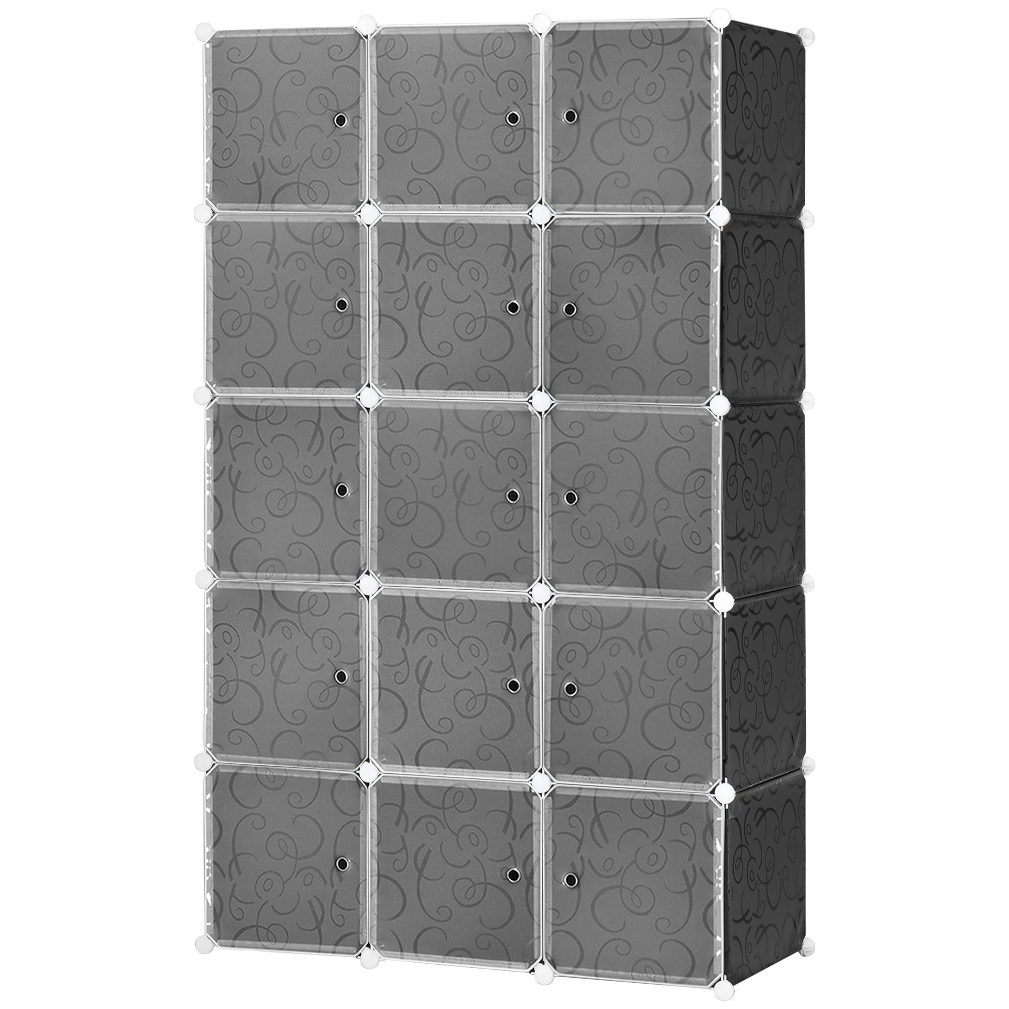 DIY Wardrobe Shelving System with 2 Large and 9 Small Cubes DIY Cube Organizer, Shoe Rack, Storage Rack for Books Toys Black 111 x 47 x 183 cm