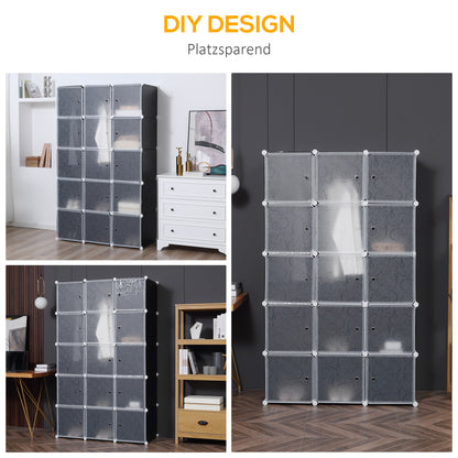 DIY Wardrobe Shelving System with 2 Large and 9 Small Cubes DIY Cube Organizer, Shoe Rack, Storage Rack for Books Toys Black 111 x 47 x 183 cm