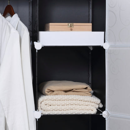 DIY Wardrobe Shelving System with 2 Large and 9 Small Cubes DIY Cube Organizer, Shoe Rack, Storage Rack for Books Toys Black 111 x 47 x 183 cm