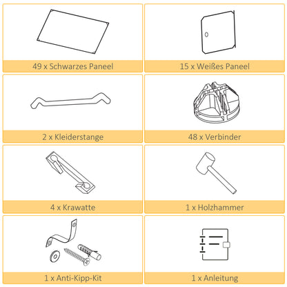 DIY Wardrobe Shelving System with 2 Large and 9 Small Cubes DIY Cube Organizer, Shoe Rack, Storage Rack for Books Toys Black 111 x 47 x 183 cm
