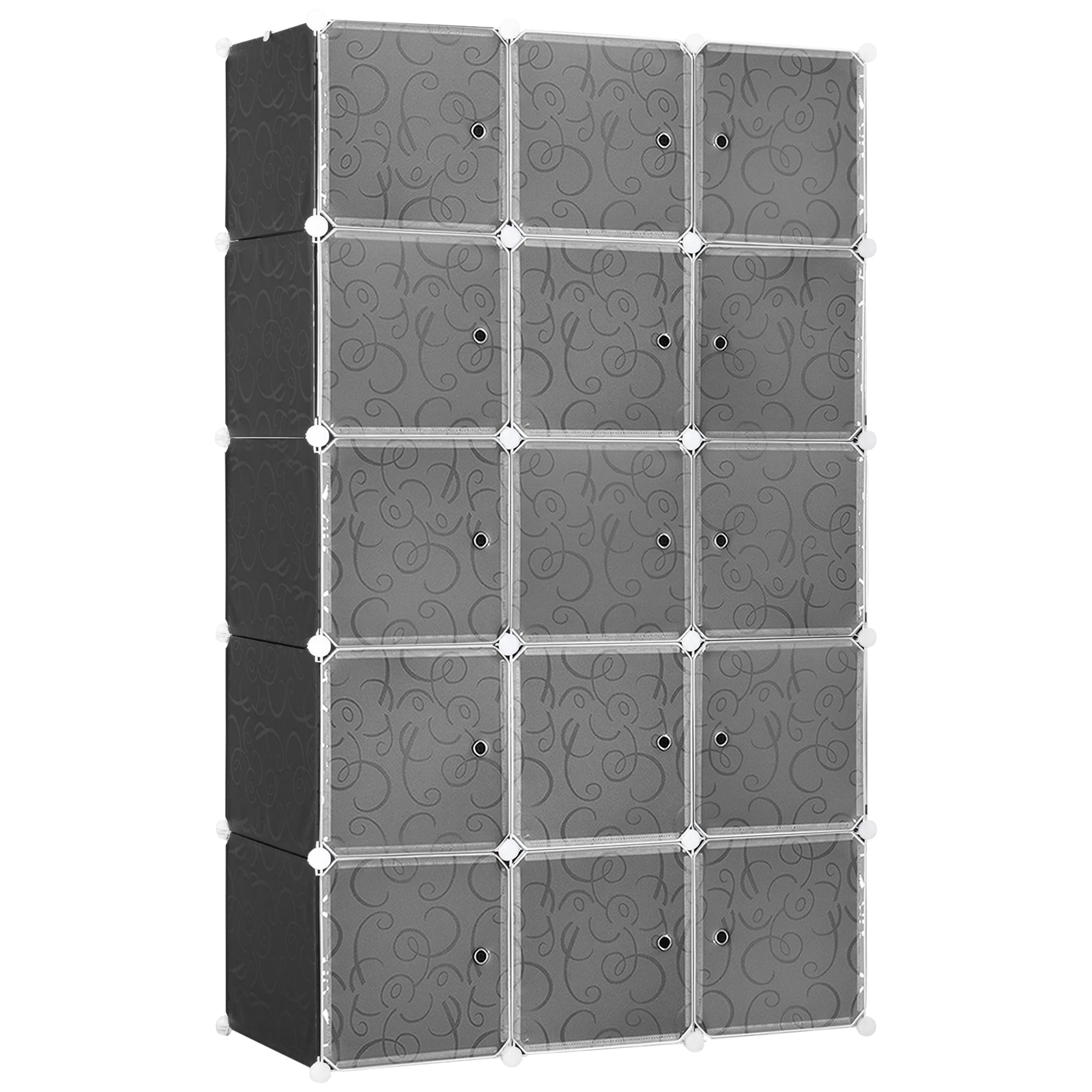 DIY Wardrobe Shelving System with 2 Large and 9 Small Cubes DIY Cube Organizer, Shoe Rack, Storage Rack for Books Toys Black 111 x 47 x 183 cm