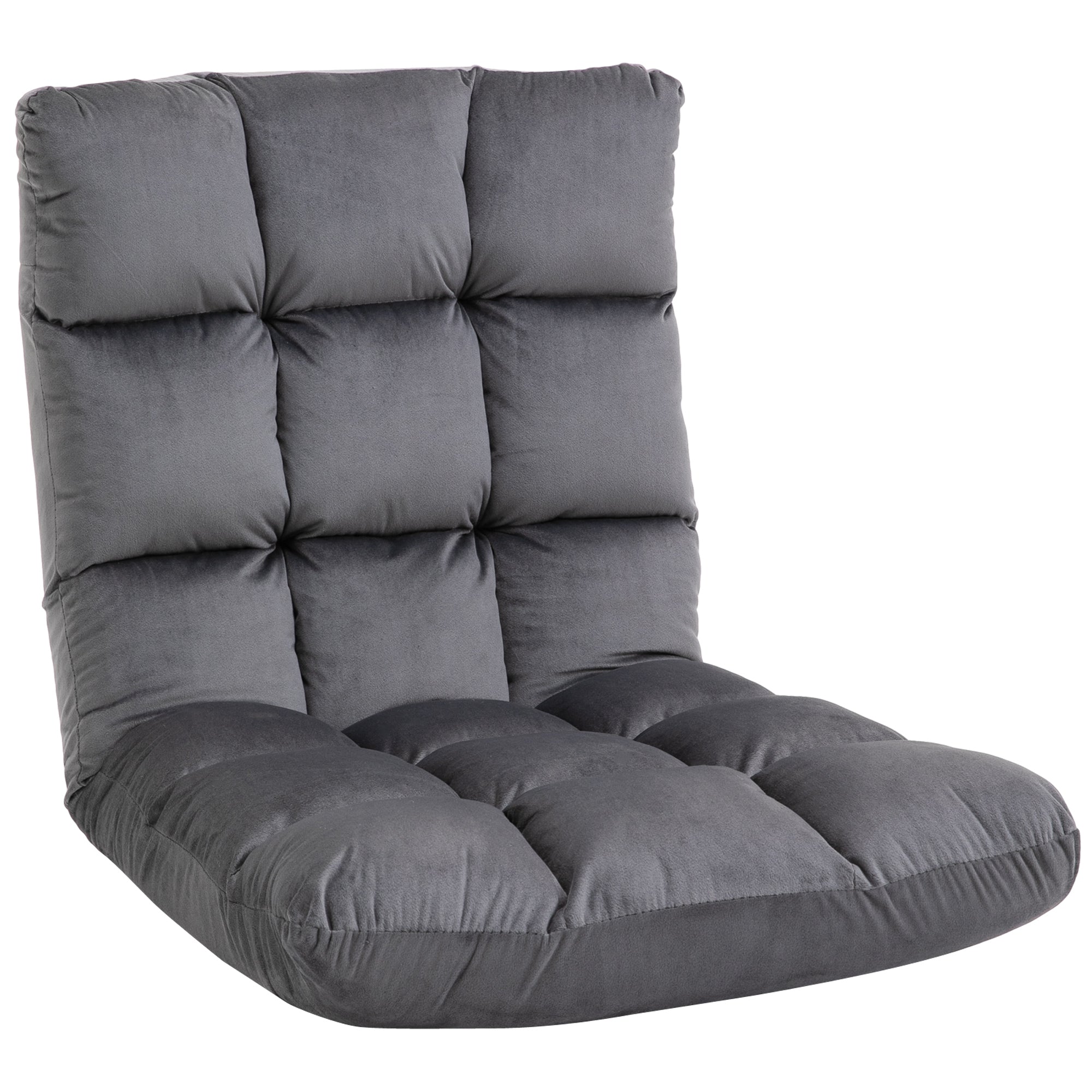 Floor Chair 3-in-1 Foldable Floor Seat with Backrest 13 Adjustable Positions Folding Recliner Seat Cushion Dark Gray Metal Foam 55 x 71 x 53.5 cm