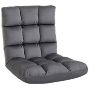 Floor Chair 3-in-1 Foldable Floor Seat with Backrest 13 Adjustable Positions Folding Recliner Seat Cushion Dark Gray Metal Foam 55 x 71 x 53.5 cm