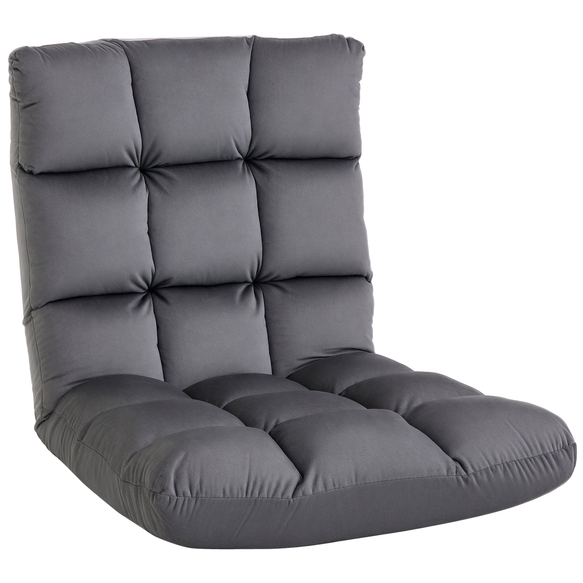 Floor Chair 3-in-1 Foldable Floor Seat with Backrest 13 Adjustable Positions Folding Recliner Seat Cushion Dark Gray Metal Foam 55 x 71 x 53.5 cm