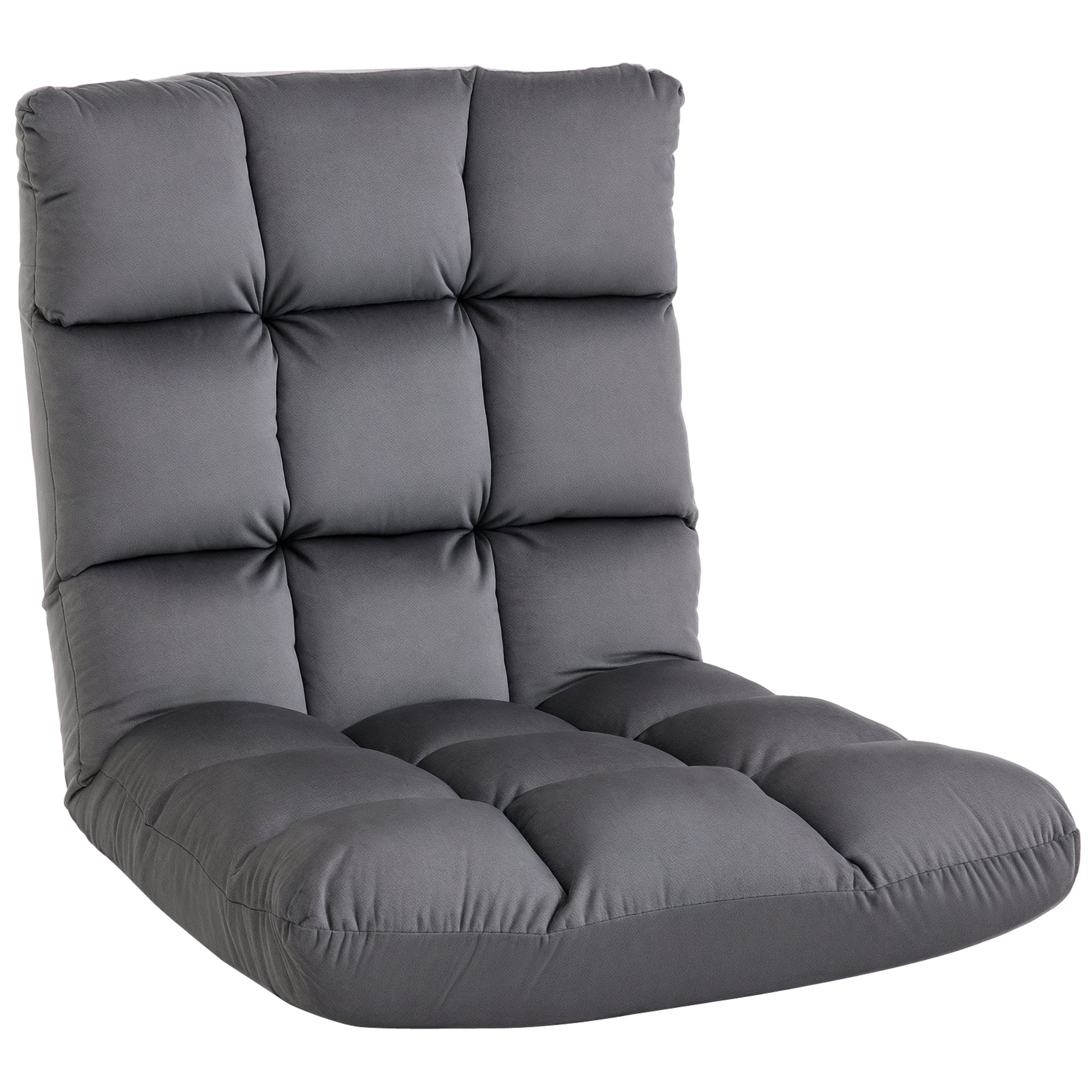 Floor Chair 3-in-1 Foldable Floor Seat with Backrest 13 Adjustable Positions Folding Recliner Seat Cushion Dark Gray Metal Foam 55 x 71 x 53.5 cm