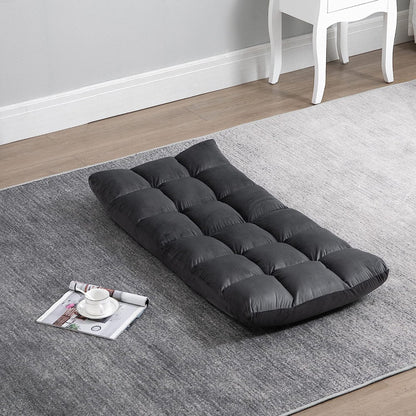 Floor Chair 3-in-1 Foldable Floor Seat with Backrest 13 Adjustable Positions Folding Recliner Seat Cushion Dark Gray Metal Foam 55 x 71 x 53.5 cm