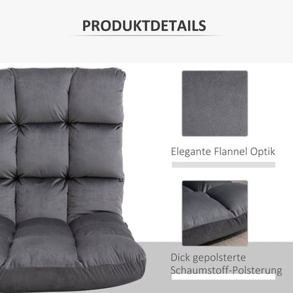 Floor Chair 3-in-1 Foldable Floor Seat with Backrest 13 Adjustable Positions Folding Recliner Seat Cushion Dark Gray Metal Foam 55 x 71 x 53.5 cm
