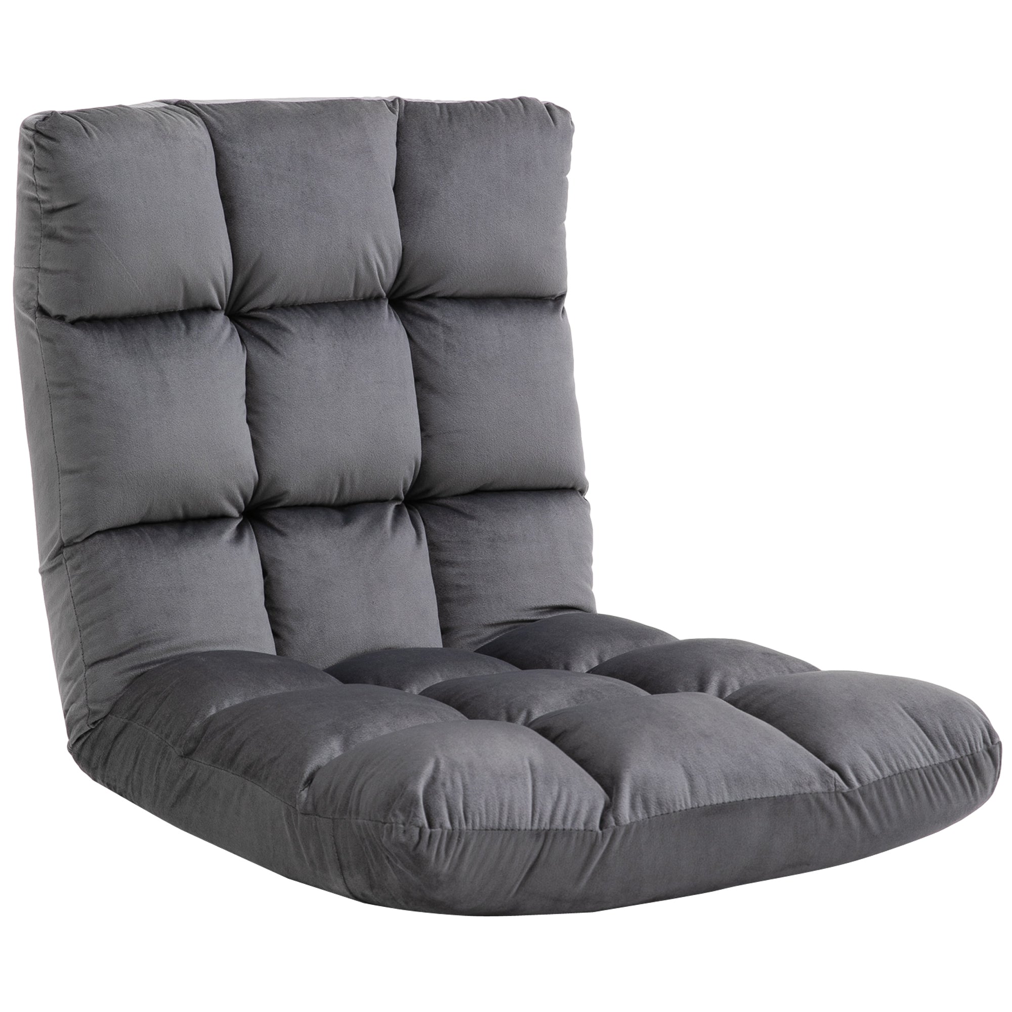 Floor Chair 3-in-1 Foldable Floor Seat with Backrest 13 Adjustable Positions Folding Recliner Seat Cushion Dark Gray Metal Foam 55 x 71 x 53.5 cm