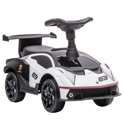 Push Car, Children's Vehicle, Ride-On Toy with Storage Space, Horn, and Engine Noise, Toy Car for Children from 12 Months, White+Black, 67 x 28 x 38 cm