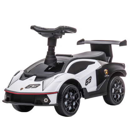 Push Car, Children's Vehicle, Ride-On Toy with Storage Space, Horn, and Engine Noise, Toy Car for Children from 12 Months, White+Black, 67 x 28 x 38 cm