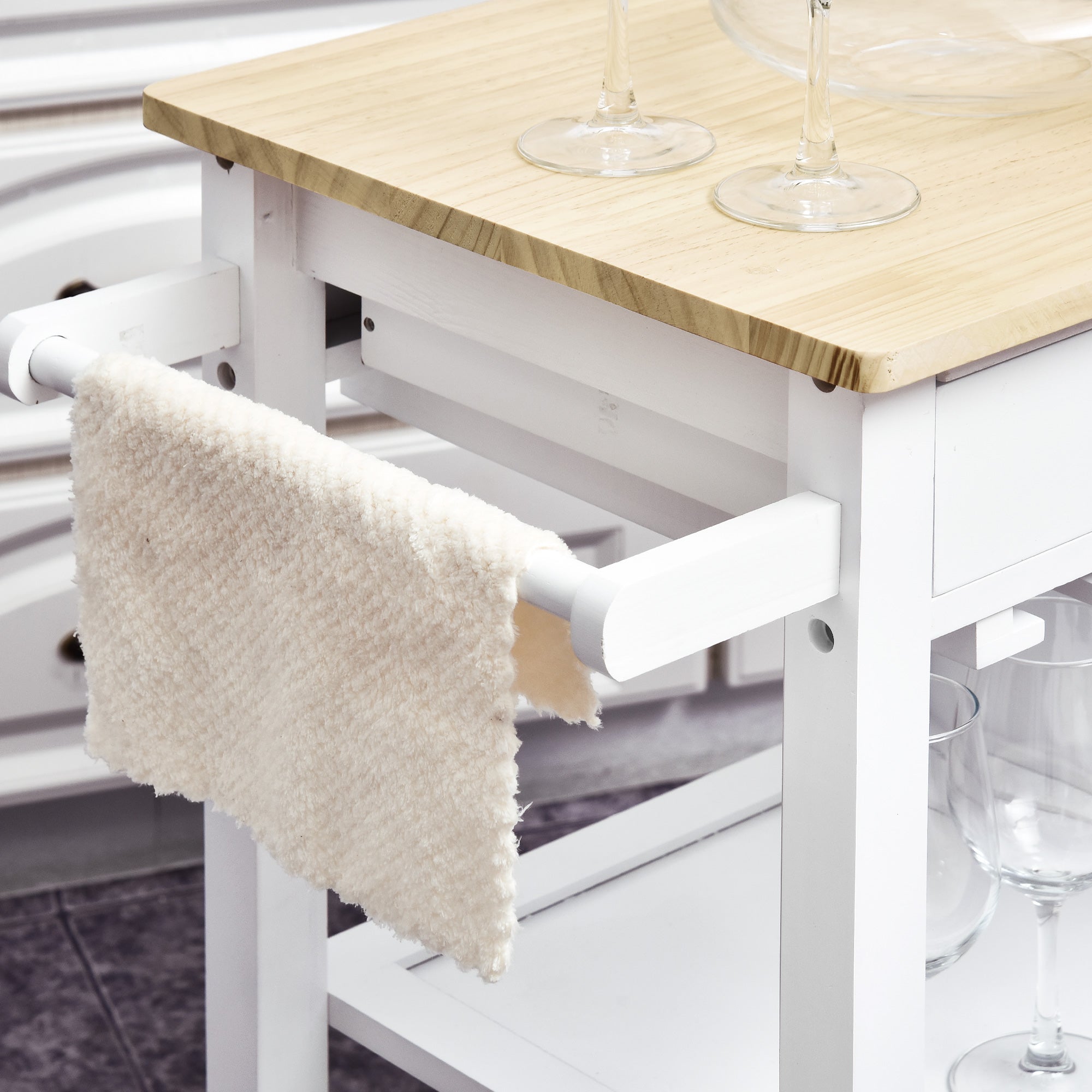 Kitchen Cart Multipurpose Serving Cart Shelving Utility Cart with Wheels for Bathroom Bedroom with Shelf Drawer Cabinet 89x40x84cm
