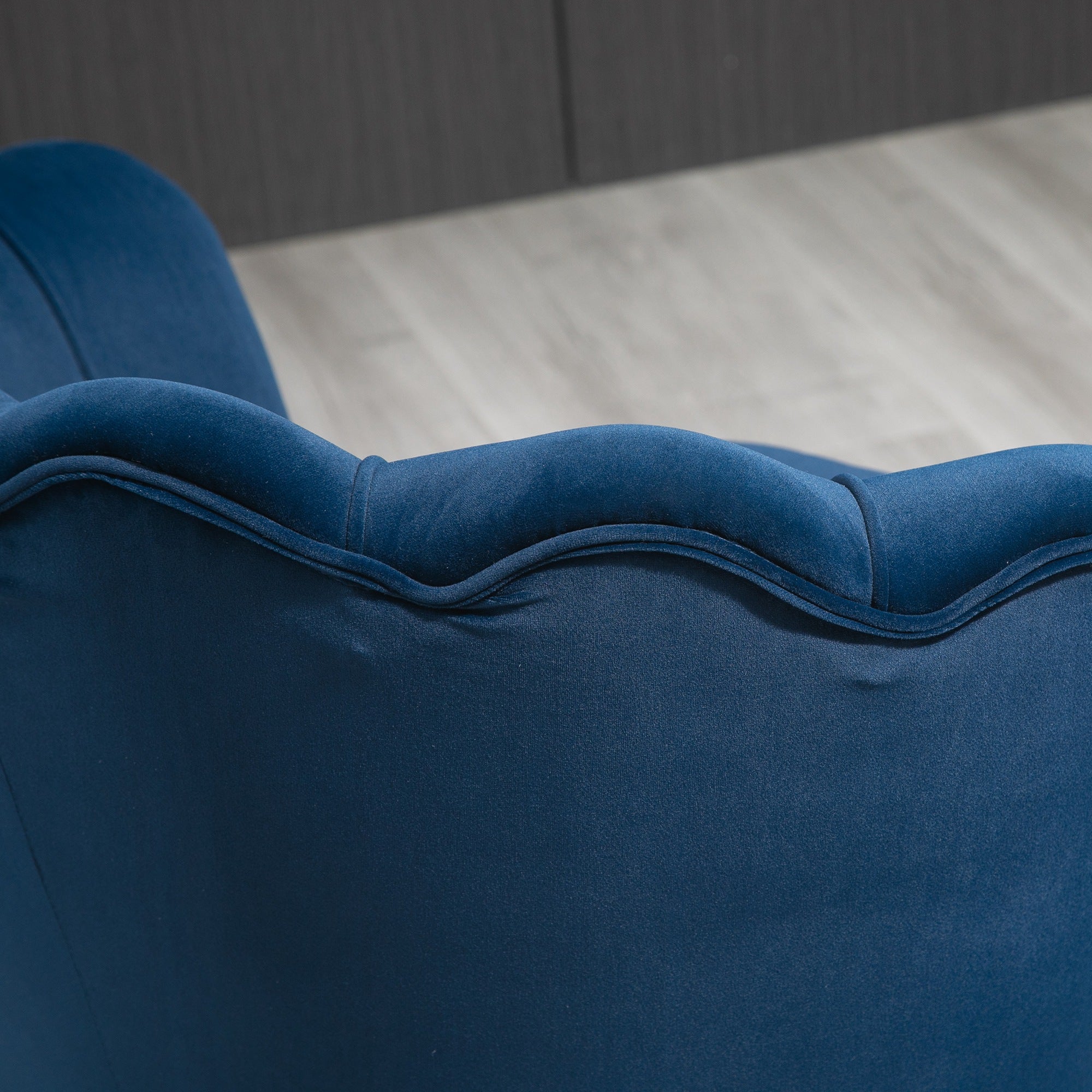 Chair Upholstered Shell-shaped Armchair with Metal Legs, Makeup Chair with Velvet Look, for Bedroom Living Room, Blue