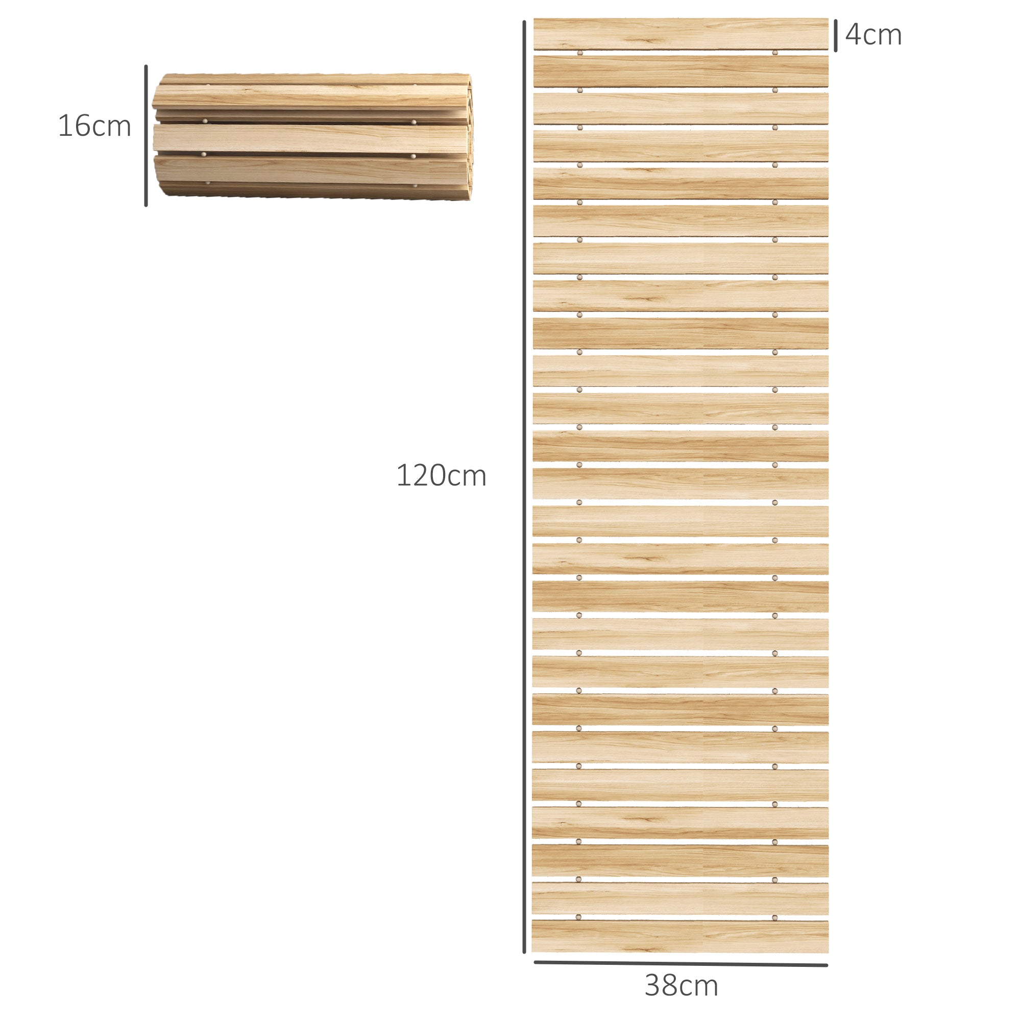 Garden Wooden Pathway 120x38 cm Straight Roll-up Walkway for Outdoors Weather-Resistant Decorative Garden for Beach Wedding Party Natural