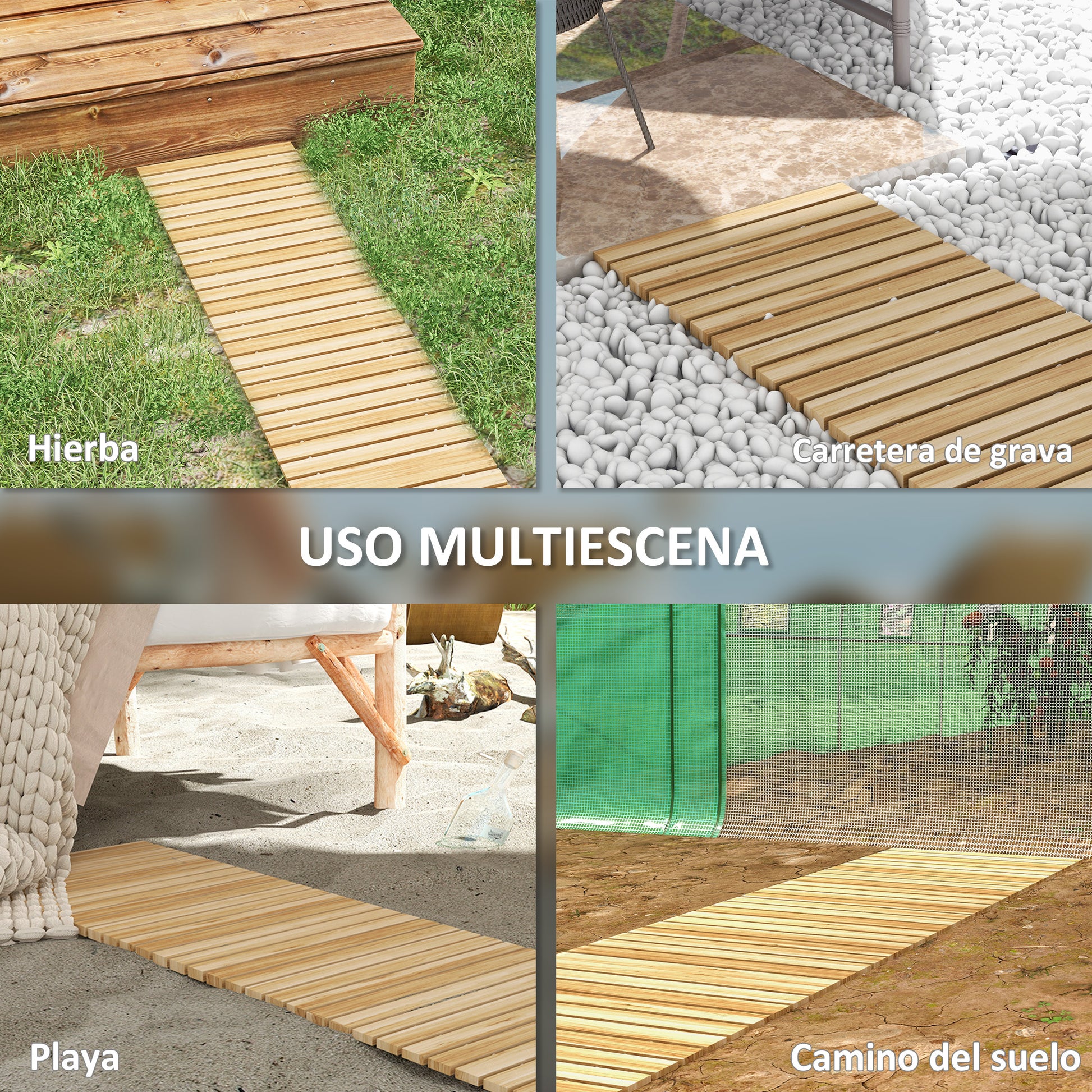 Garden Wooden Pathway 120x38 cm Straight Roll-up Walkway for Outdoors Weather-Resistant Decorative Garden for Beach Wedding Party Natural