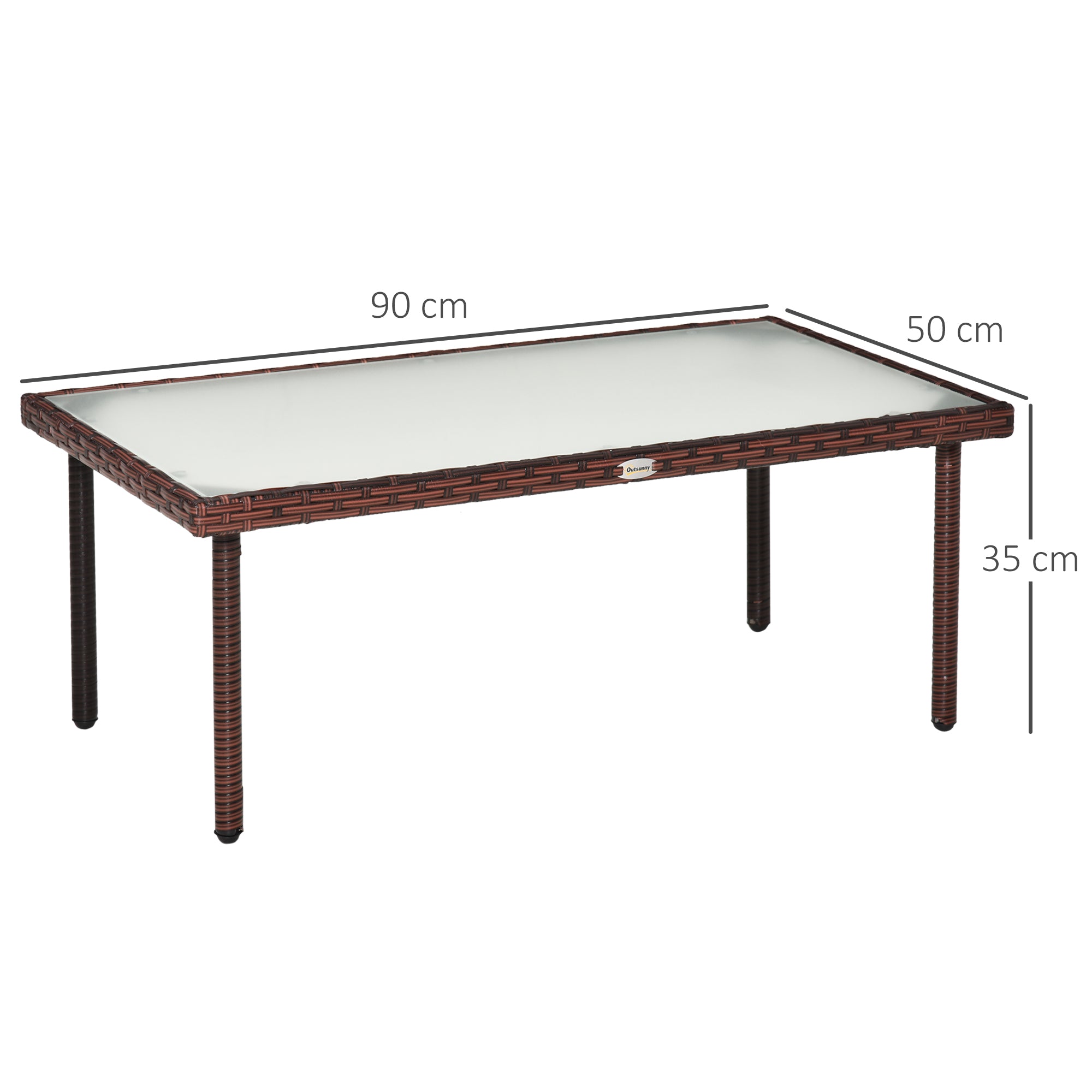 Garden Coffee Table with 5mm Tempered Glass Top Brown Resin Wicker Imitation Rattan