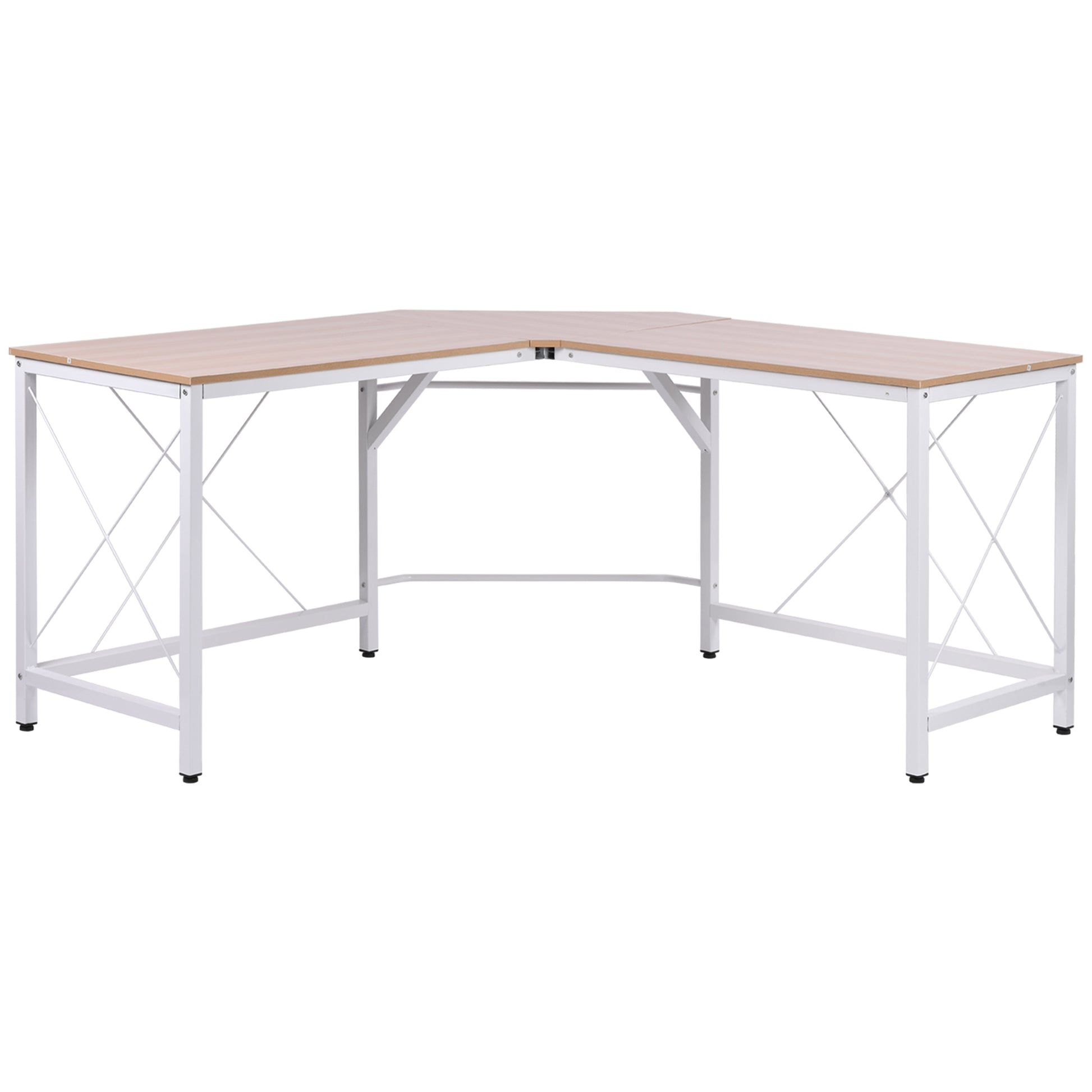 Computer Desk Office Desk L-Shape Workstation Writing Desk Corner Desk Angle Desk MDF Natural 150 x 150 x 76 cm