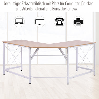 Computer Desk Office Desk L-Shape Workstation Writing Desk Corner Desk Angle Desk MDF Natural 150 x 150 x 76 cm
