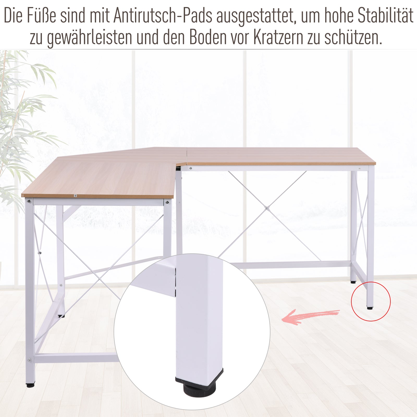 Computer Desk Office Desk L-Shape Workstation Writing Desk Corner Desk Angle Desk MDF Natural 150 x 150 x 76 cm