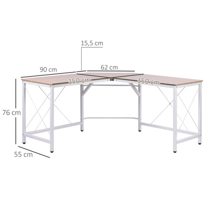 Computer Desk Office Desk L-Shape Workstation Writing Desk Corner Desk Angle Desk MDF Natural 150 x 150 x 76 cm