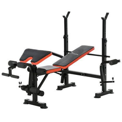 Multifunctional Weight Bench Weight Training Bench with Adjustable Backrest Bar Support Leg Extension Preacher Curl Butterfly Gym Office Training Black