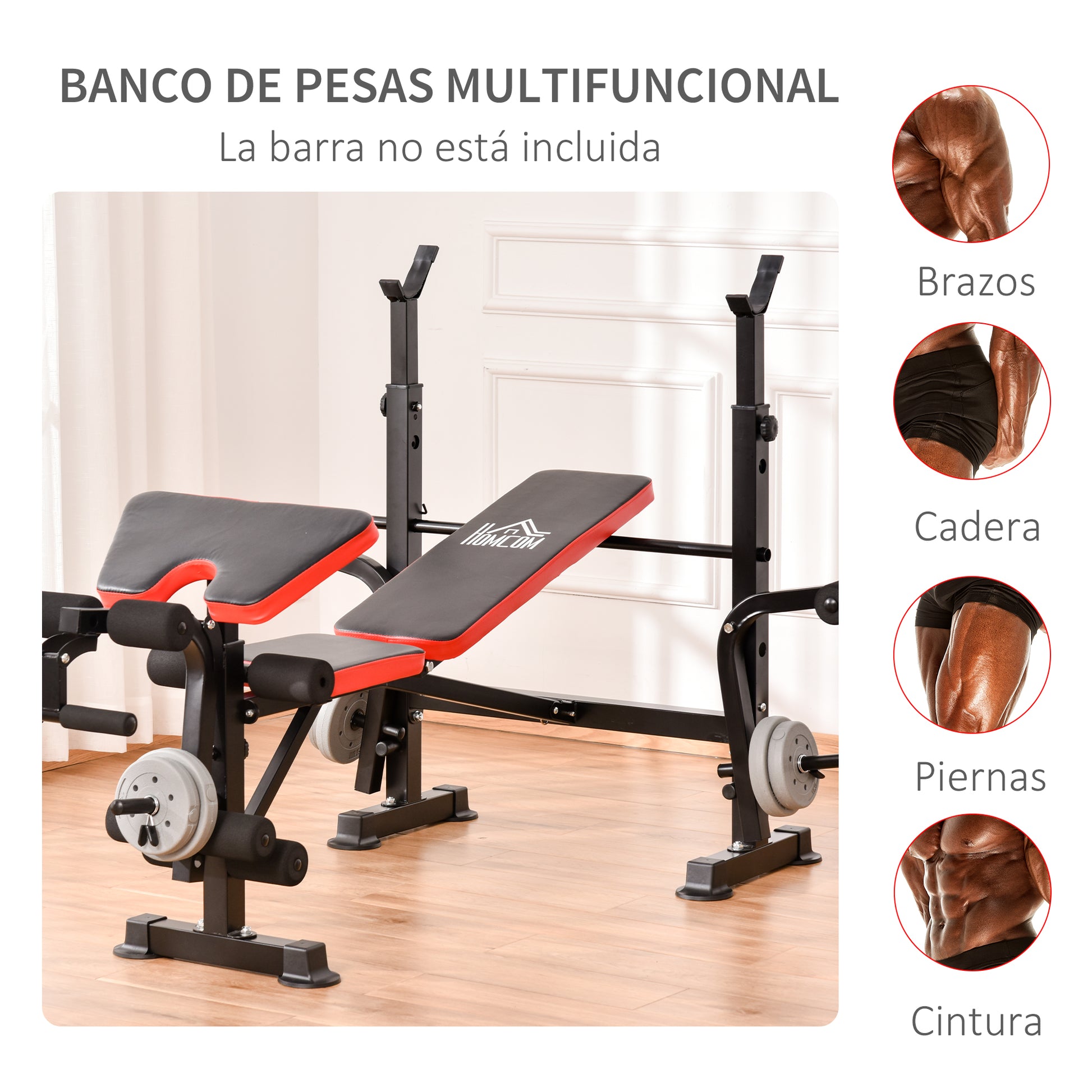 Multifunctional Weight Bench Weight Training Bench with Adjustable Backrest Bar Support Leg Extension Preacher Curl Butterfly Gym Office Training Black