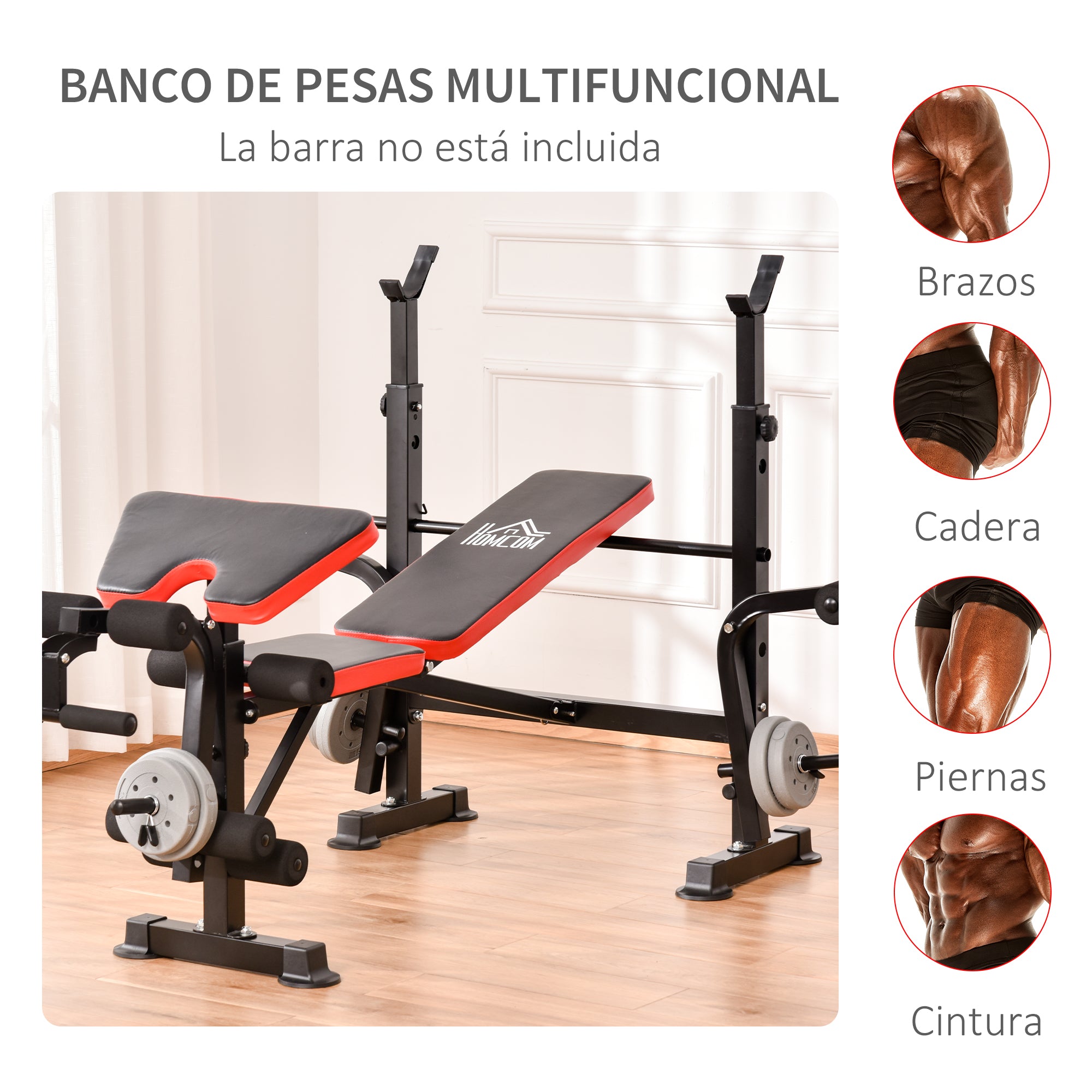 Multifunctional Weight Bench Weight Training Bench with Adjustable Backrest Bar Support Leg Extension Preacher Curl Butterfly Gym Office Training Black
