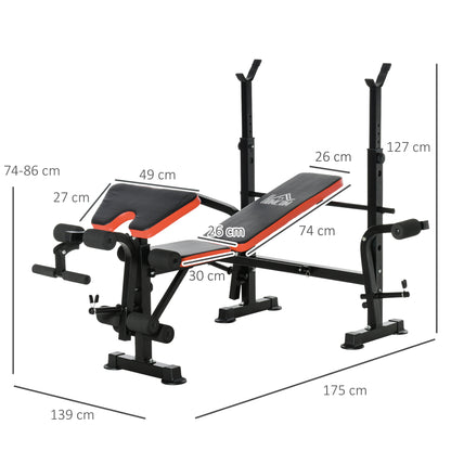 Multifunctional Weight Bench Weight Training Bench with Adjustable Backrest Bar Support Leg Extension Preacher Curl Butterfly Gym Office Training Black