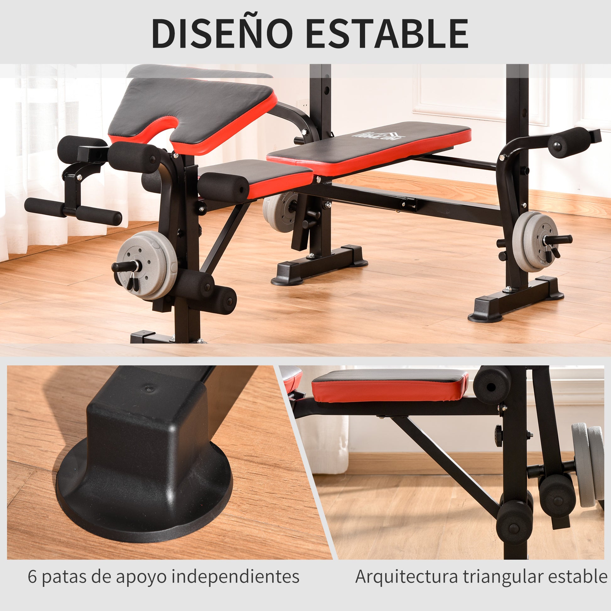 Multifunctional Weight Bench Weight Training Bench with Adjustable Backrest Bar Support Leg Extension Preacher Curl Butterfly Gym Office Training Black