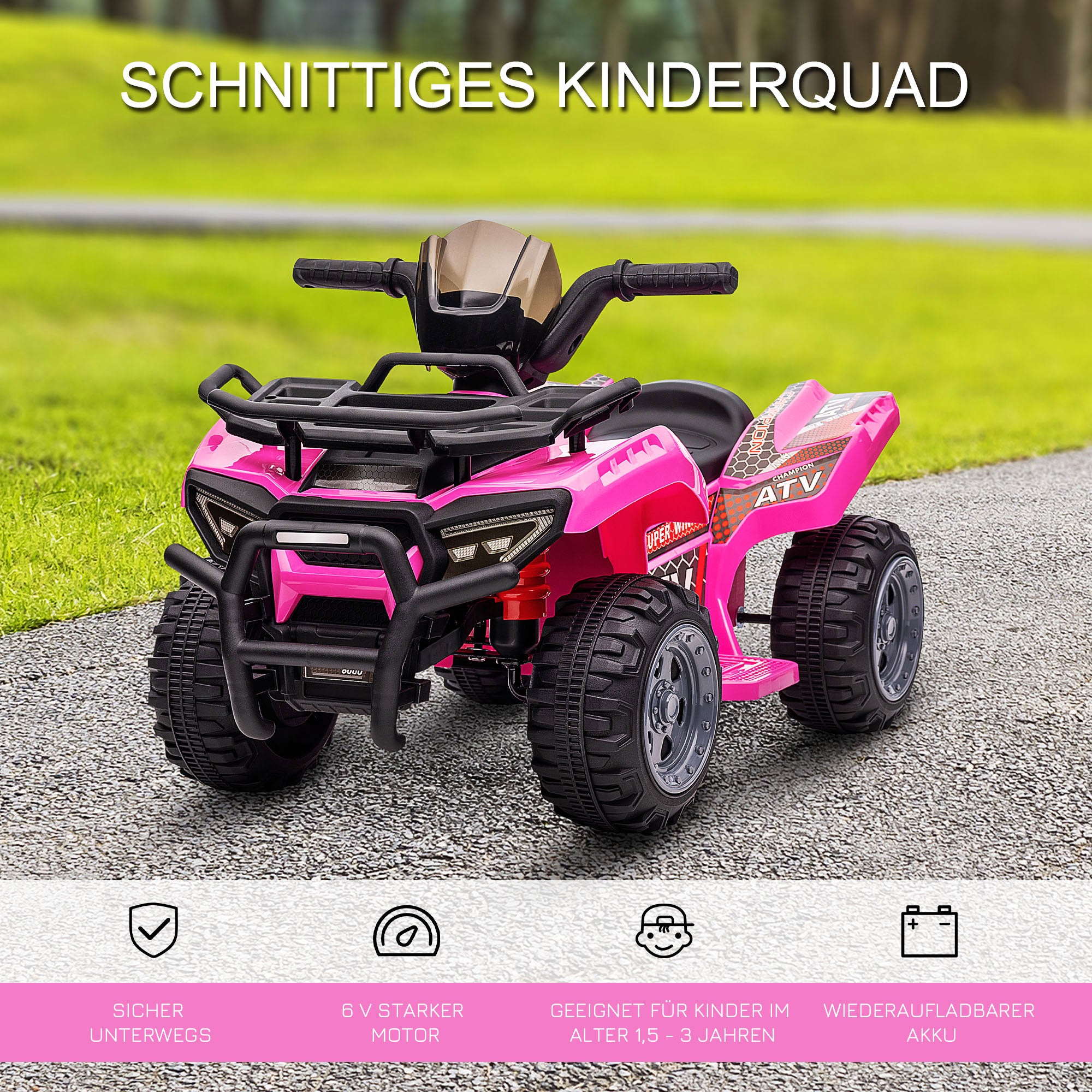 Kids Quad Electric 6V Children's Quad with Forward Function, Music, Electric Quad for Kids 1.5-3 Years Pink