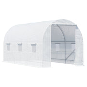 Greenhouse 445x200x200cm Foil Greenhouse Tomato House with Door, Window, Film Tunnel made of galvanized steel, plant tunnel, greenhouse including ground anchors and ropes, garden tunnel, White