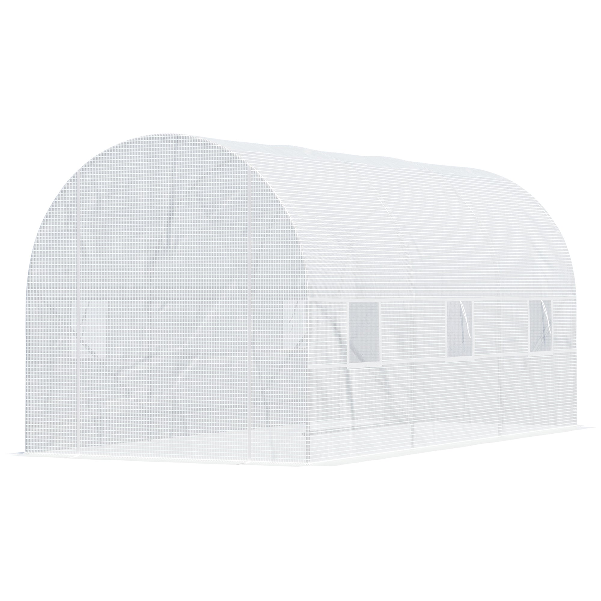 Greenhouse 445x200x200cm Foil Greenhouse Tomato House with Door, Window, Film Tunnel made of galvanized steel, plant tunnel, greenhouse including ground anchors and ropes, garden tunnel, White
