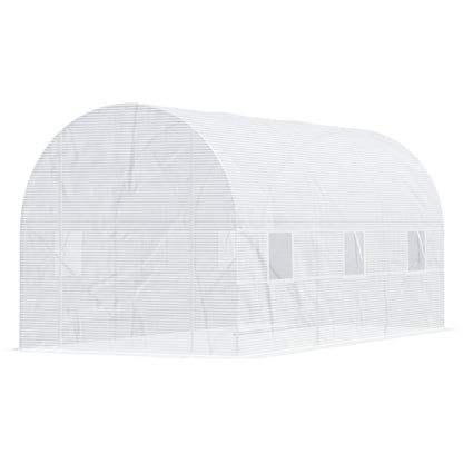 Greenhouse 445x200x200cm Foil Greenhouse Tomato House with Door, Window, Film Tunnel made of galvanized steel, plant tunnel, greenhouse including ground anchors and ropes, garden tunnel, White