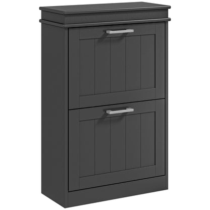 Shoe Cabinet, Shoe Cupboard, 2 Flip-Down Doors, Adjustable Shelves, for Entryway, Hallway, 54 x 24 x 82.5 cm, Black