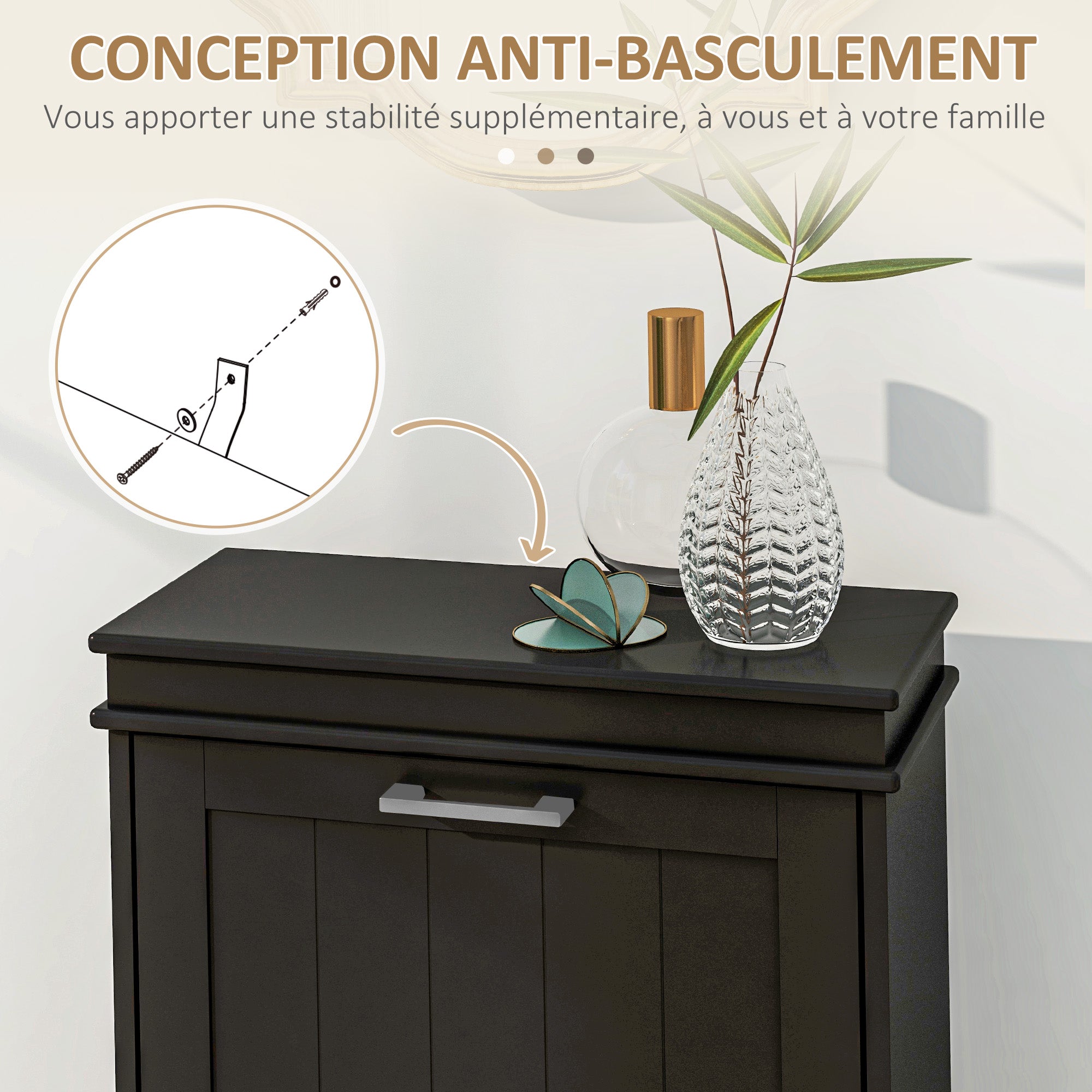 Shoe Cabinet, Shoe Cupboard, 2 Flip-Down Doors, Adjustable Shelves, for Entryway, Hallway, 54 x 24 x 82.5 cm, Black