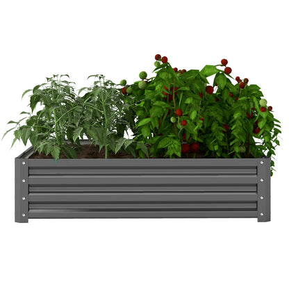 Raised Garden Bed, Planter Box, Vegetable Planter, Herb Garden for Yard, Patio, Balcony, Steel, Light Grey, 120 x 120 x 30 cm