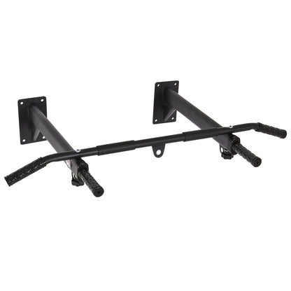 Pull Up Bar for Wall or Ceiling Mount up to 150 kg load-bearing, Multifunctional Pull Up Bar with Non-slip Grips, Rings safely stable Pull Up Bar for Home Fitness, Steel Black