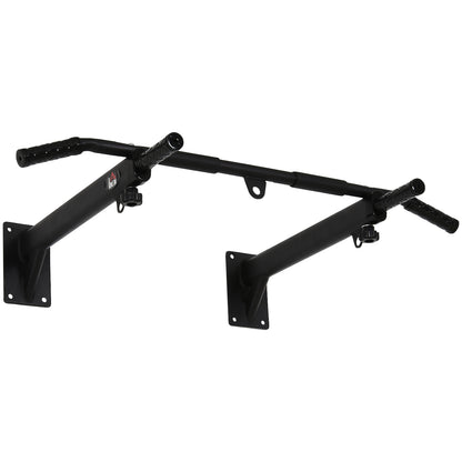 Pull Up Bar for Wall or Ceiling Mount up to 150 kg load-bearing, Multifunctional Pull Up Bar with Non-slip Grips, Rings safely stable Pull Up Bar for Home Fitness, Steel Black