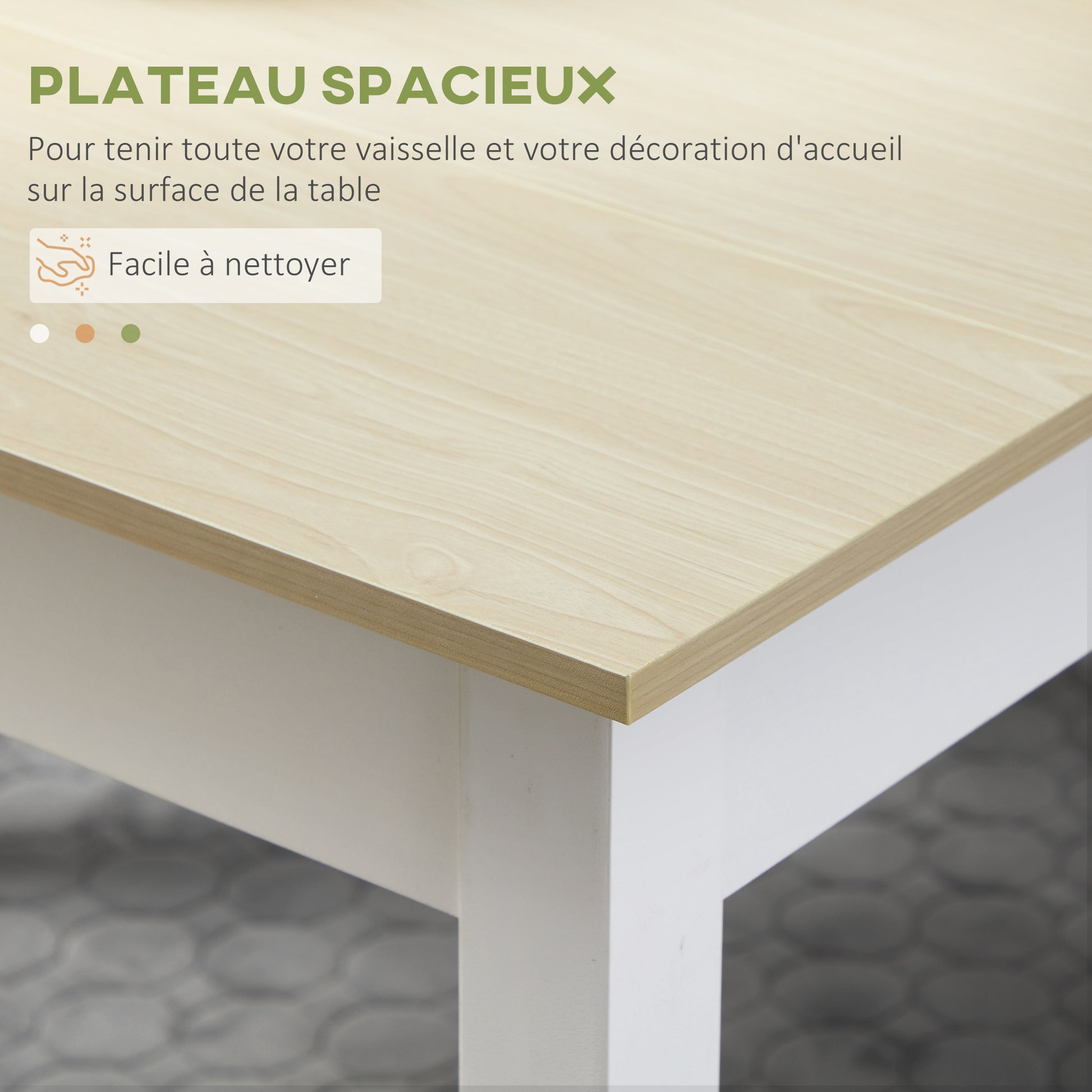 3-Piece Dining Table Set with 2 Nesting Benches for 4-6 Persons in Contemporary Style - Kitchen Dining Room Living Room - Particle Boards