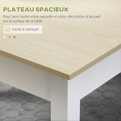 3-Piece Dining Table Set with 2 Nesting Benches for 4-6 Persons in Contemporary Style - Kitchen Dining Room Living Room - Particle Boards