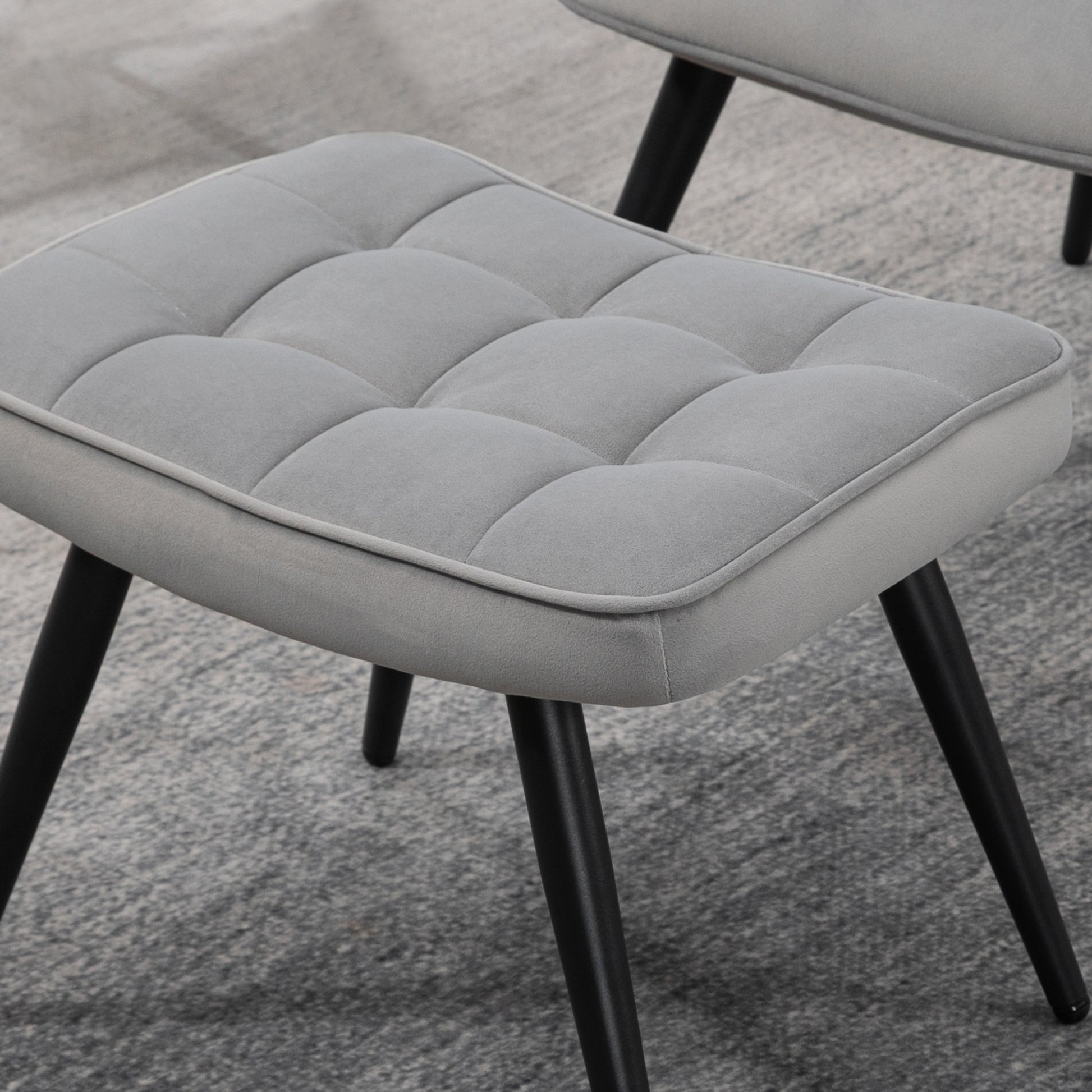 Armchair with Footstool Chair Lounge Chair with Velvet Look, Modern Recliner, TV Chair, Upholstered Chair for Living Room, Bedroom, Light Gray